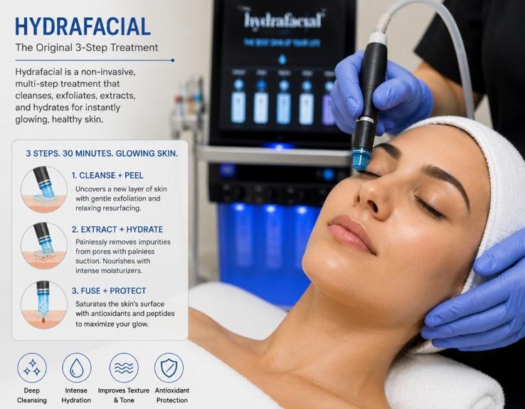 Hydrating facial treatment being performed on a relaxed client