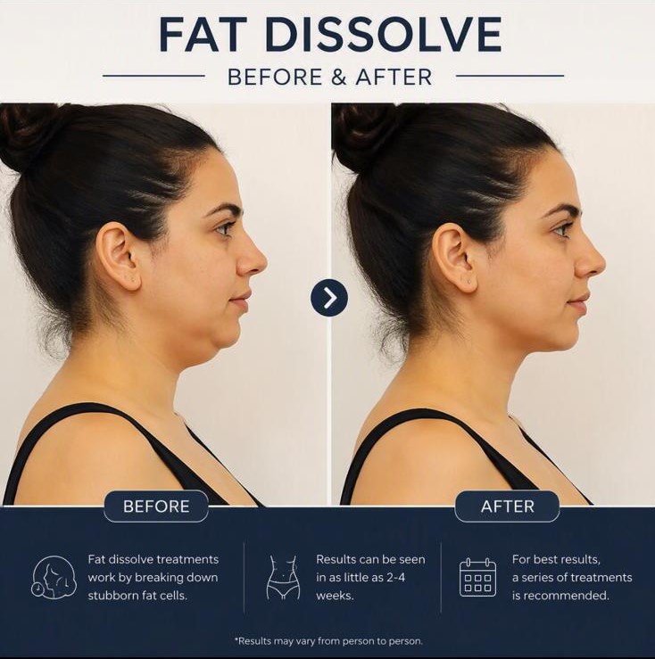 Fat dissolving injection treatment for the chin area